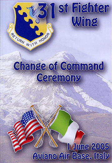 Cartoncino d'invito per la Cerimonia del Cambio Comando